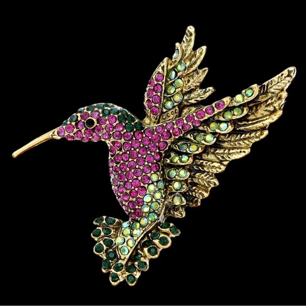 ‎RHINESTONE HUMMINGBIRD BROOCH